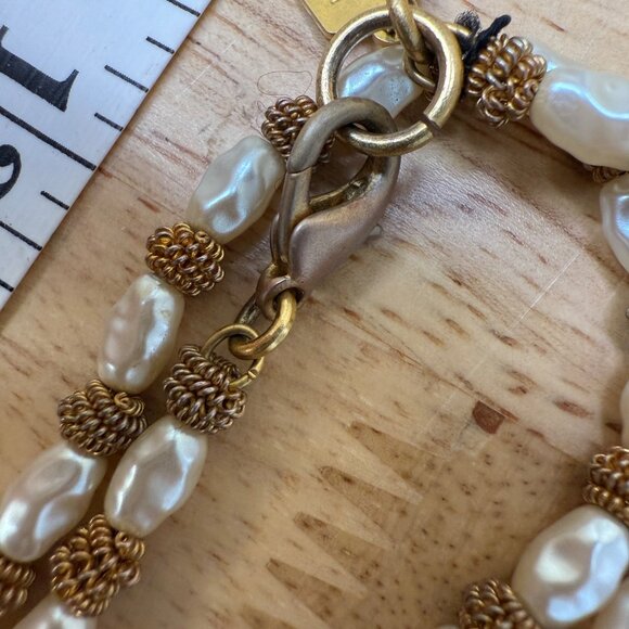 Anne Klein Vintage Long Faux Pearl & Gold-Tone Beaded Necklace Double Strand Wea - Picture 12 of 15